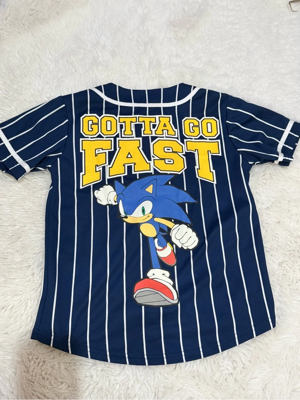 Sonic The Hedgehog Navy Pinstripe Kids Baseball Tee